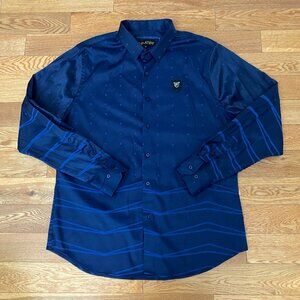Platini Metal Tiger Mens Long Sleeve Striped Geometric Shirt Button Up XL